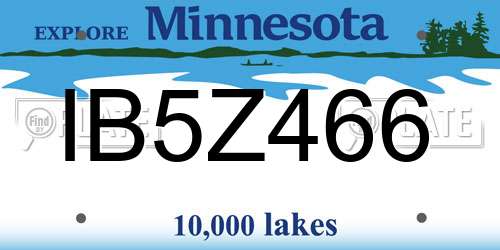 IB5Z466 Minnesota License Plate