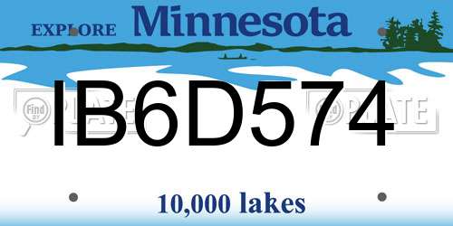 IB6D574 Minnesota License Plate