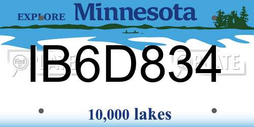 IB6D834 Minnesota License Plate