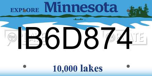 IB6D874 Minnesota License Plate