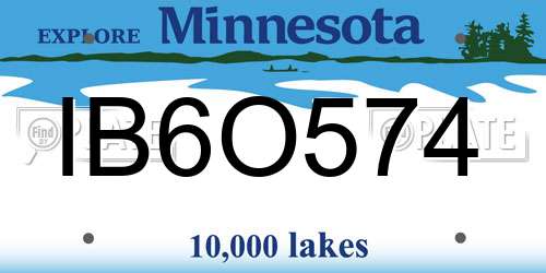 IB6O574 Minnesota License Plate