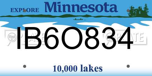 IB6O834 Minnesota License Plate