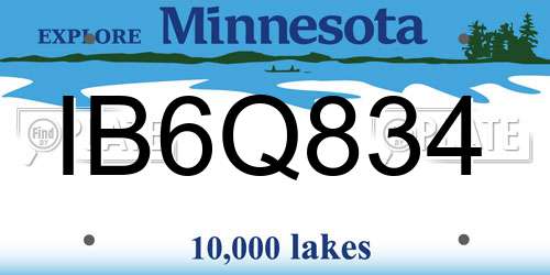 IB6Q834 Minnesota License Plate