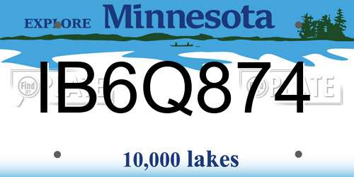 IB6Q874 Minnesota License Plate