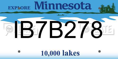 IB7B278 Minnesota License Plate