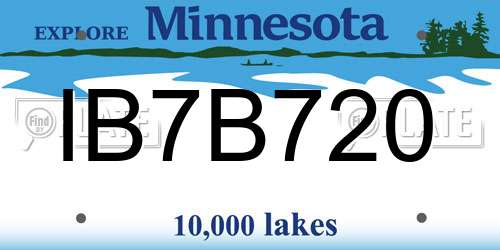 IB7B720 Minnesota License Plate