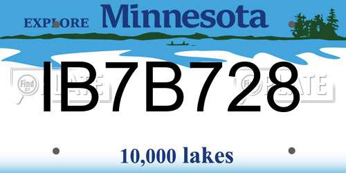 IB7B728 Minnesota License Plate