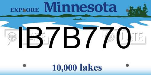 IB7B770 Minnesota License Plate