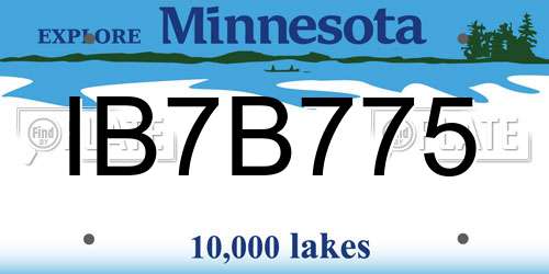 IB7B775 Minnesota License Plate