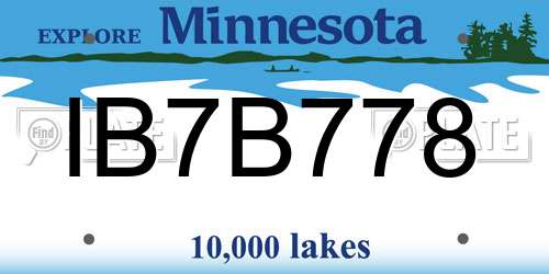 IB7B778 Minnesota License Plate