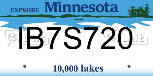 IB7S720 Minnesota License Plate