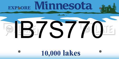 IB7S770 Minnesota License Plate