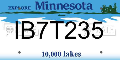 IB7T235 Minnesota License Plate