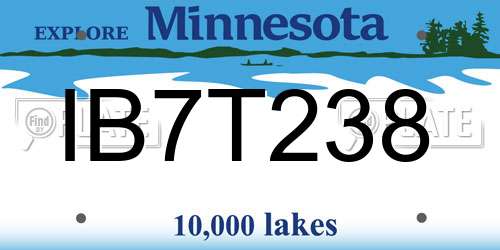 IB7T238 Minnesota License Plate