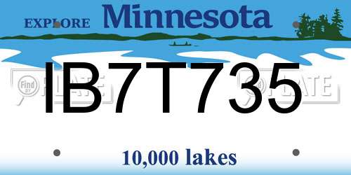IB7T735 Minnesota License Plate
