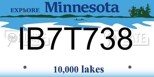IB7T738 Minnesota License Plate