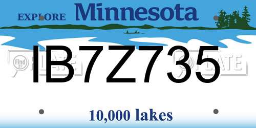IB7Z735 Minnesota License Plate