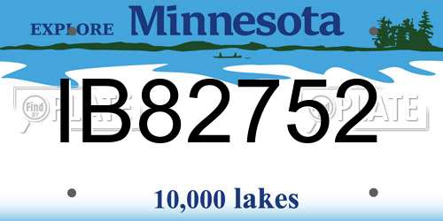 IB82752 Minnesota License Plate