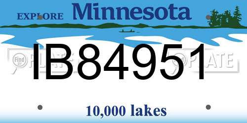 IB84951 Minnesota License Plate