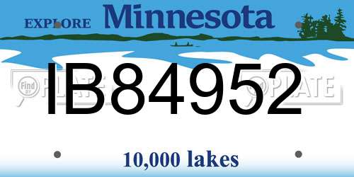 IB84952 Minnesota License Plate