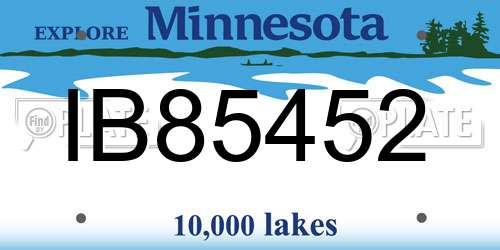 IB85452 Minnesota License Plate