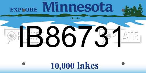 IB86731 Minnesota License Plate