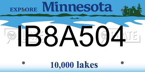IB8A504 Minnesota License Plate