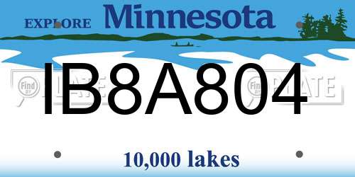 IB8A804 Minnesota License Plate