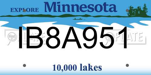IB8A951 Minnesota License Plate