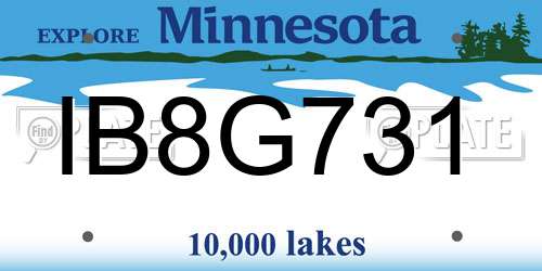 IB8G731 Minnesota License Plate