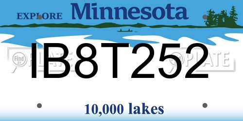 IB8T252 Minnesota License Plate