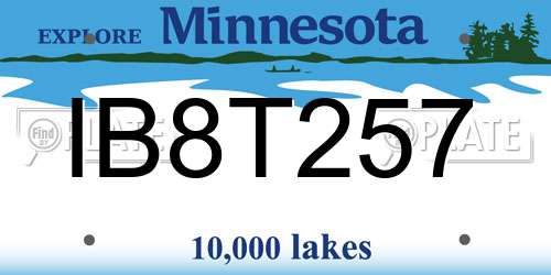 IB8T257 Minnesota License Plate