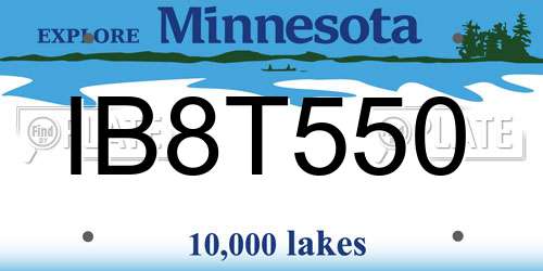 IB8T550 Minnesota License Plate