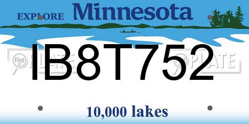 IB8T752 Minnesota License Plate