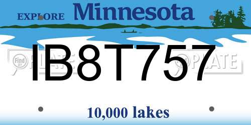 IB8T757 Minnesota License Plate