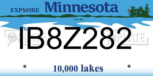 IB8Z282 Minnesota License Plate