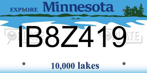 IB8Z419 Minnesota License Plate