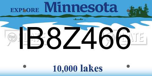 IB8Z466 Minnesota License Plate