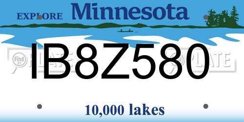 IB8Z580 Minnesota License Plate