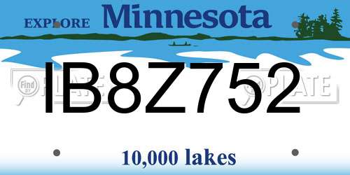 IB8Z752 Minnesota License Plate