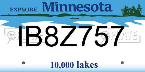 IB8Z757 Minnesota License Plate