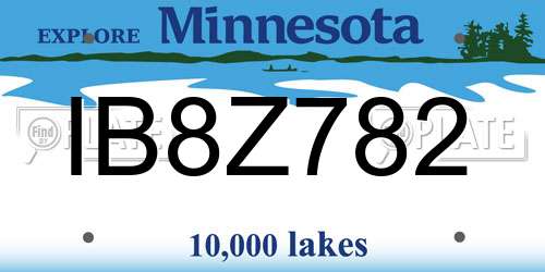 IB8Z782 Minnesota License Plate