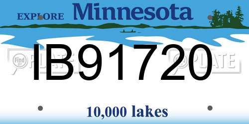 IB91720 Minnesota License Plate