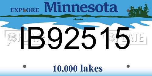 IB92515 Minnesota License Plate