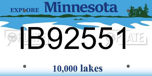IB92551 Minnesota License Plate