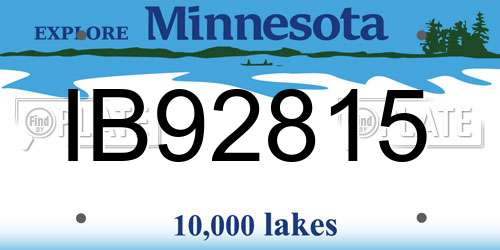 IB92815 Minnesota License Plate