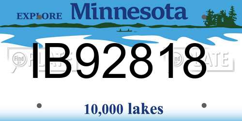 IB92818 Minnesota License Plate