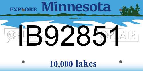IB92851 Minnesota License Plate