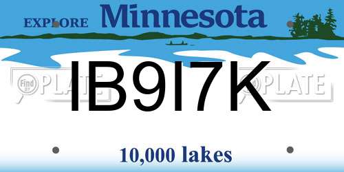 IB9I7K Minnesota License Plate