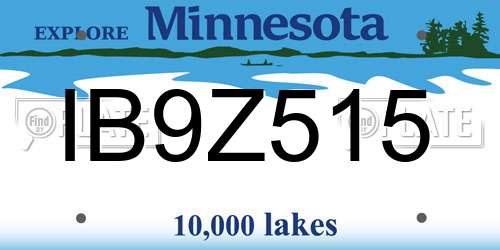 IB9Z515 Minnesota License Plate